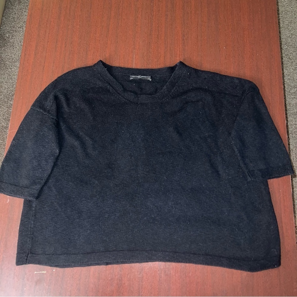 Peruvian Connection Black Knit Top Cotton\Alpaca Mix